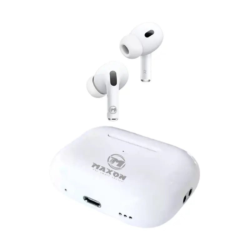 Maxon Pro-4 Generation 2 | Maxon Pro Wireless TWS Earbuds | White Stem Design | Bluetooth 5.3 | ANC + ENC | 35H Playtime | Deep Bass | Touch Control | Type-C*